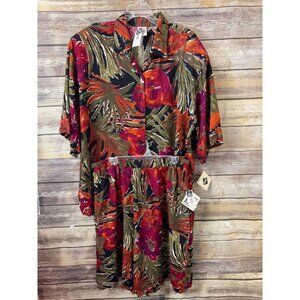 Basic Editions Woman Plus Size Shirt and Shorts Set 22W 24W Pink Floral Print NW